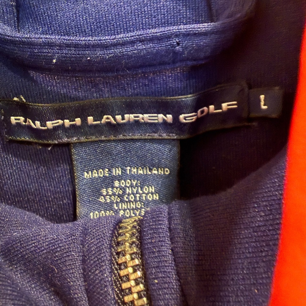 Ralph Lauren Golf Womens Navy Blue Red Full Zip Mock Neck Vest Large L Pony Logo - Picture 2 of 7